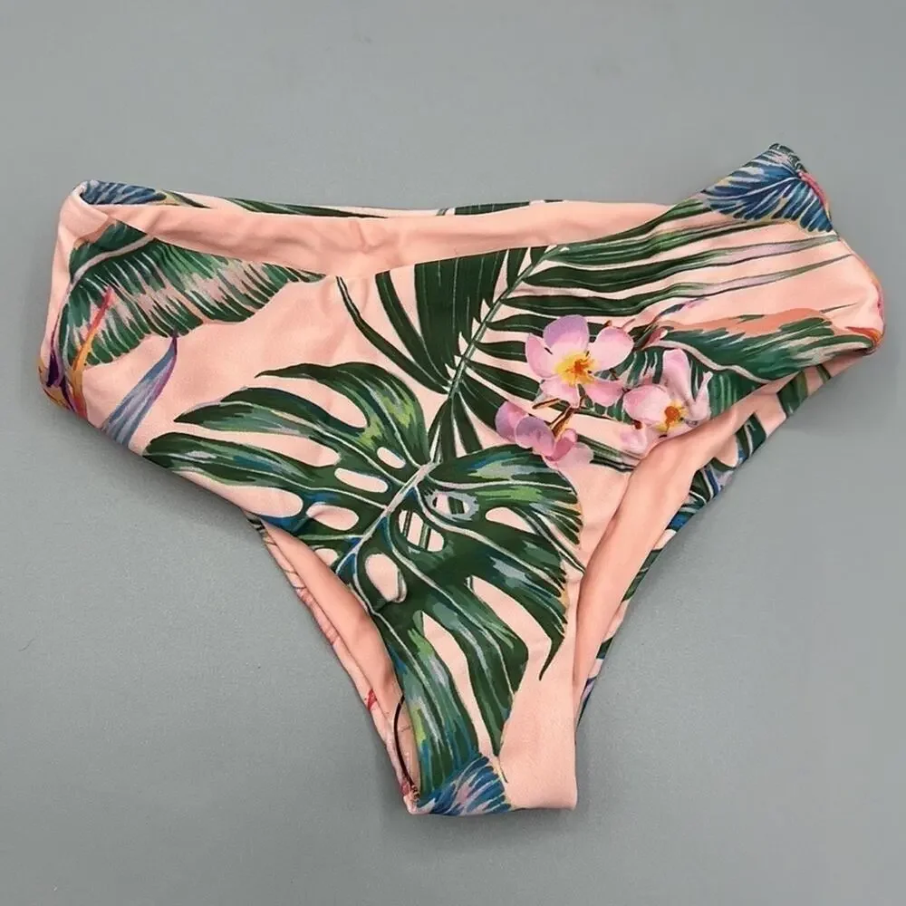 NWT Reversible Toddler Girls Swimsuit 2T Pink Green Coniferous Floral Print